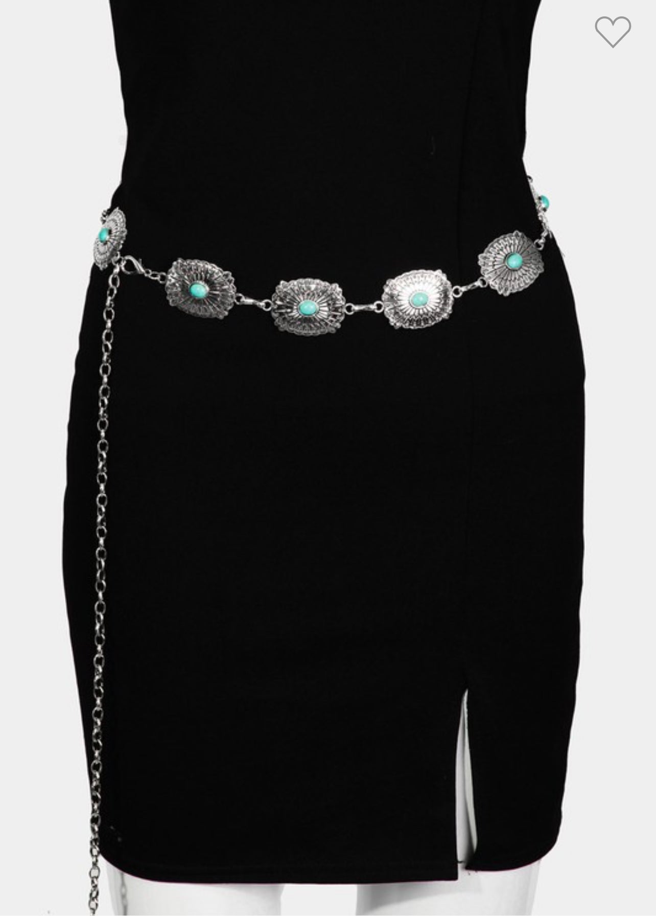 Oval Turquoise Disc Concho Chain Belt