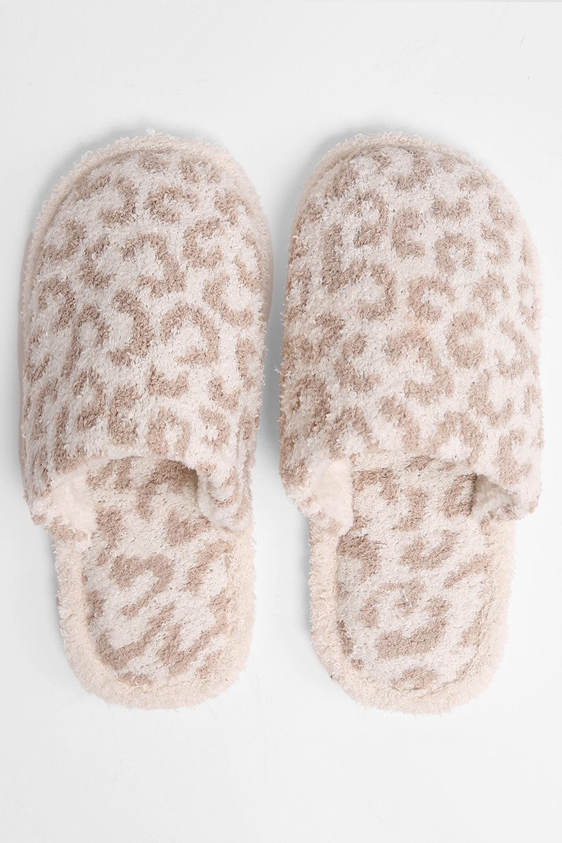 Winter Leopard Fuzzy Slippers