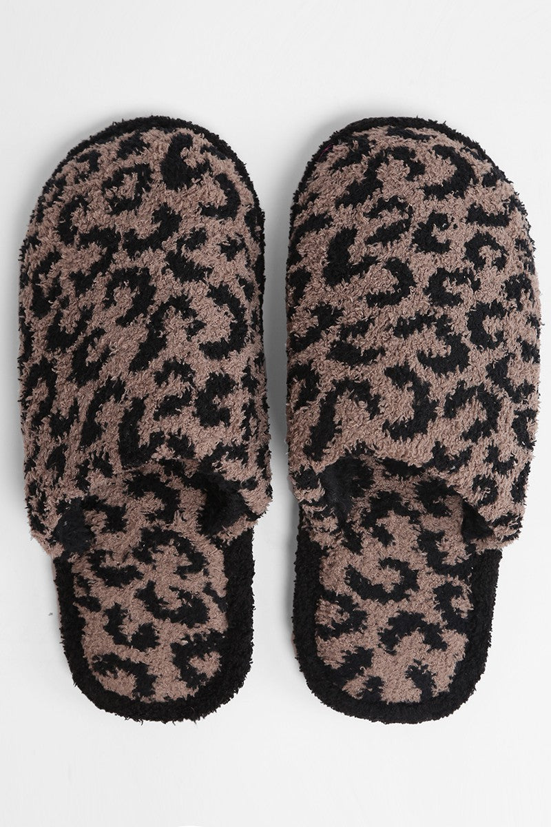 Winter Leopard Fuzzy Slippers