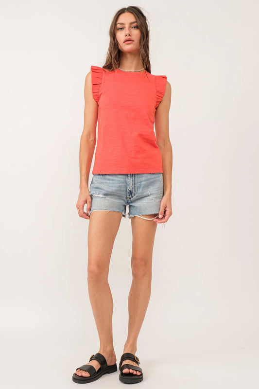 North Pimento Ruffle Top