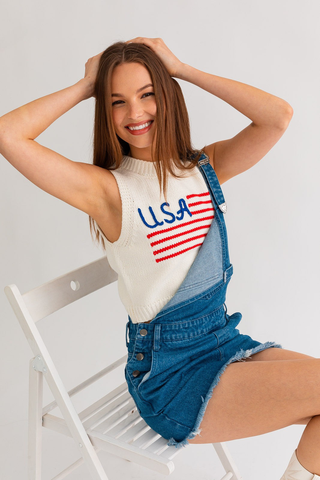 USA Flag Sweater Tank Top