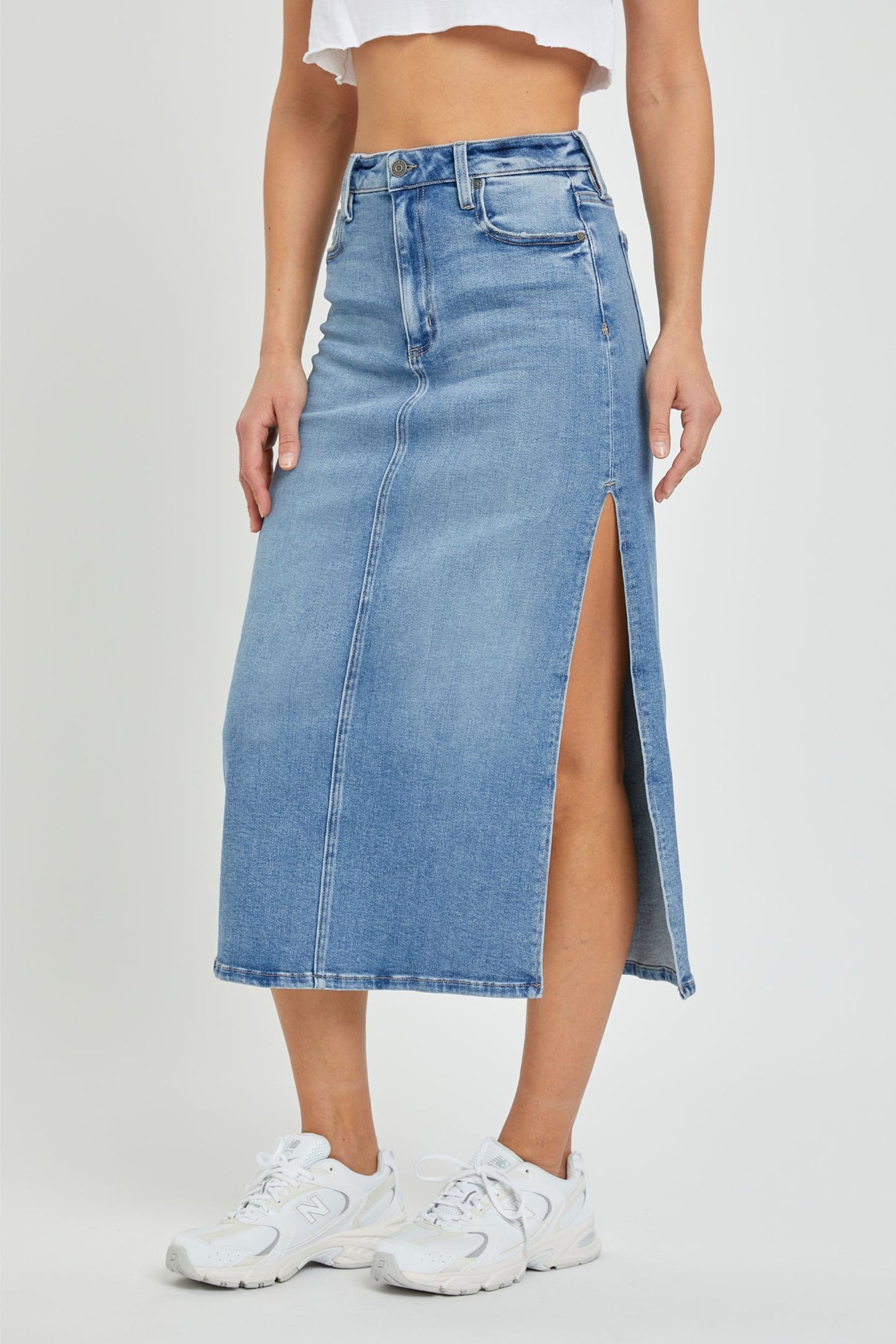 Peyton Midi Denim Skirt by Hidden