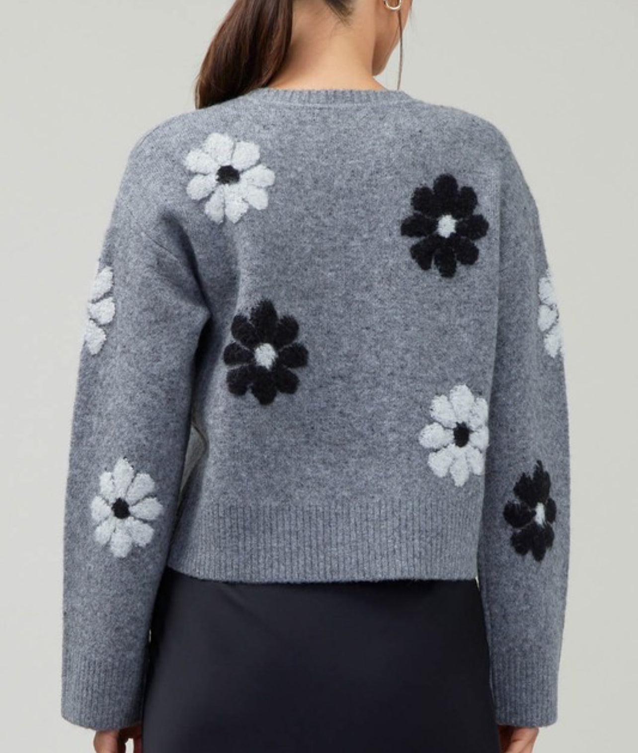 Willow Long Sleeve Crew Neck Flower Sweater