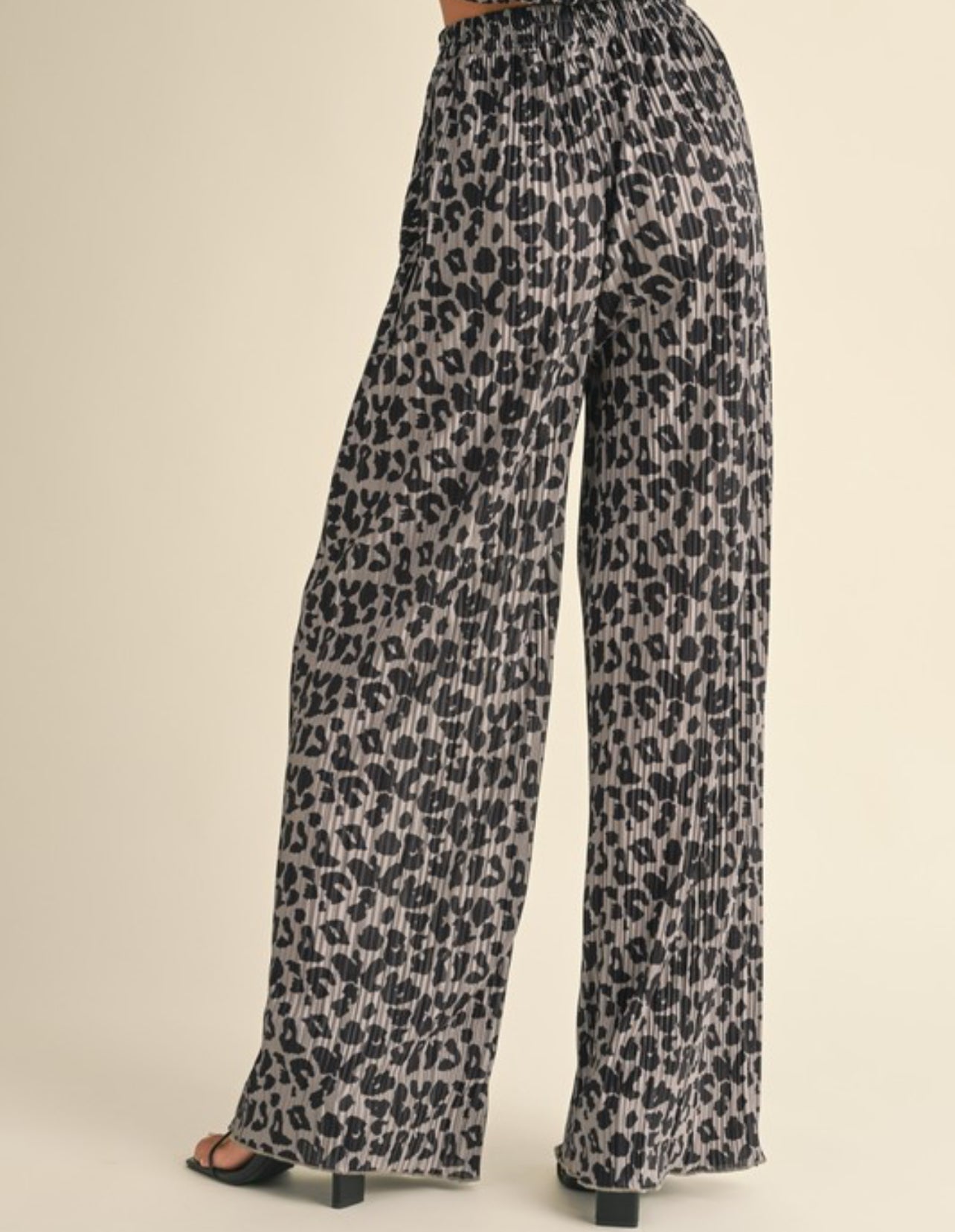 Leopard Print Crinkled Fabric Pants