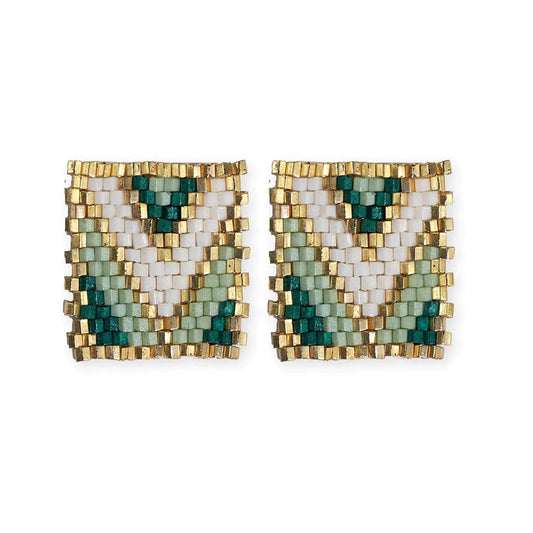 Kallie Rectangle Post Beaded Earrings