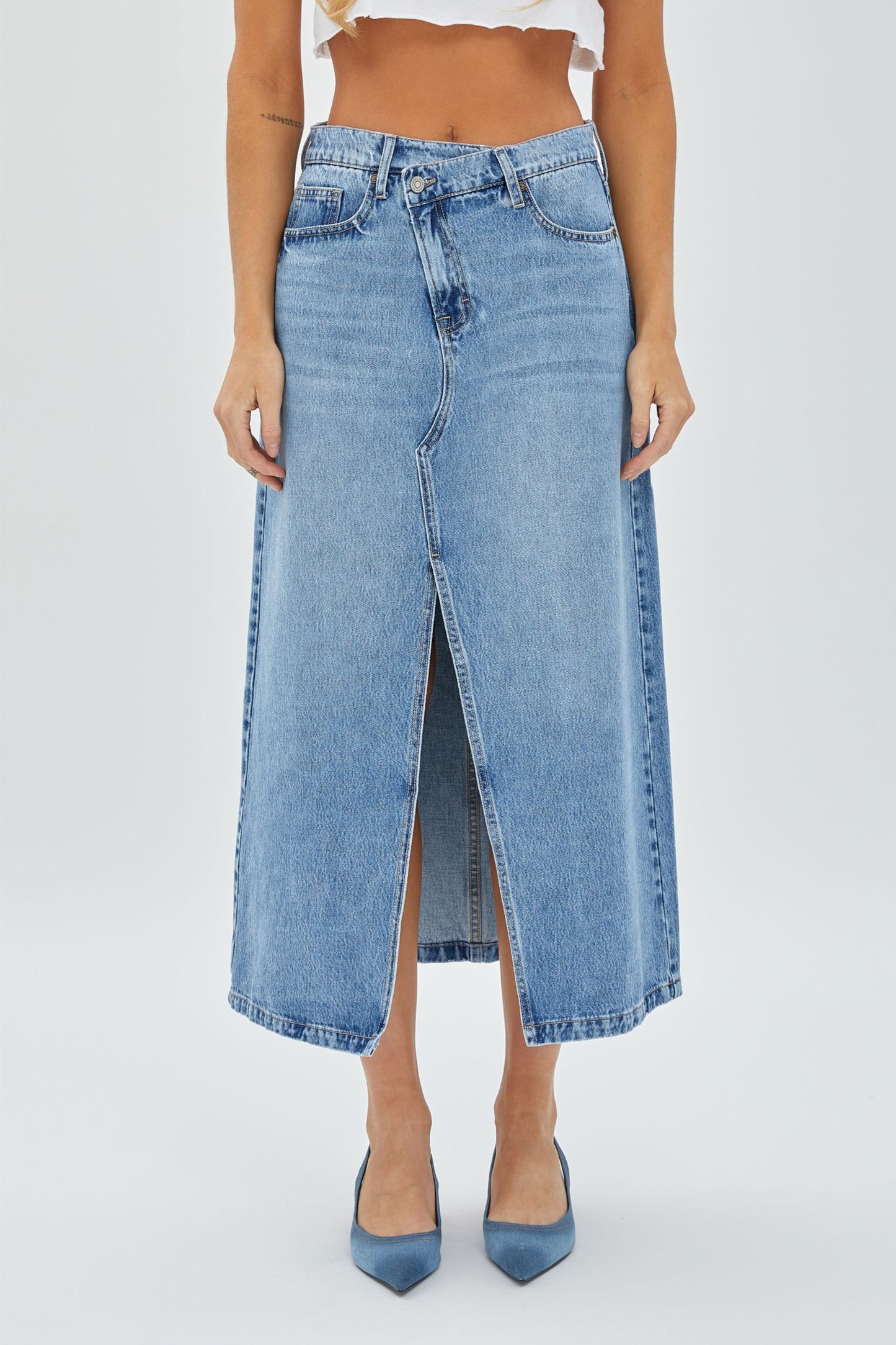 Peyton Denim Maxi Skirt by Hidden