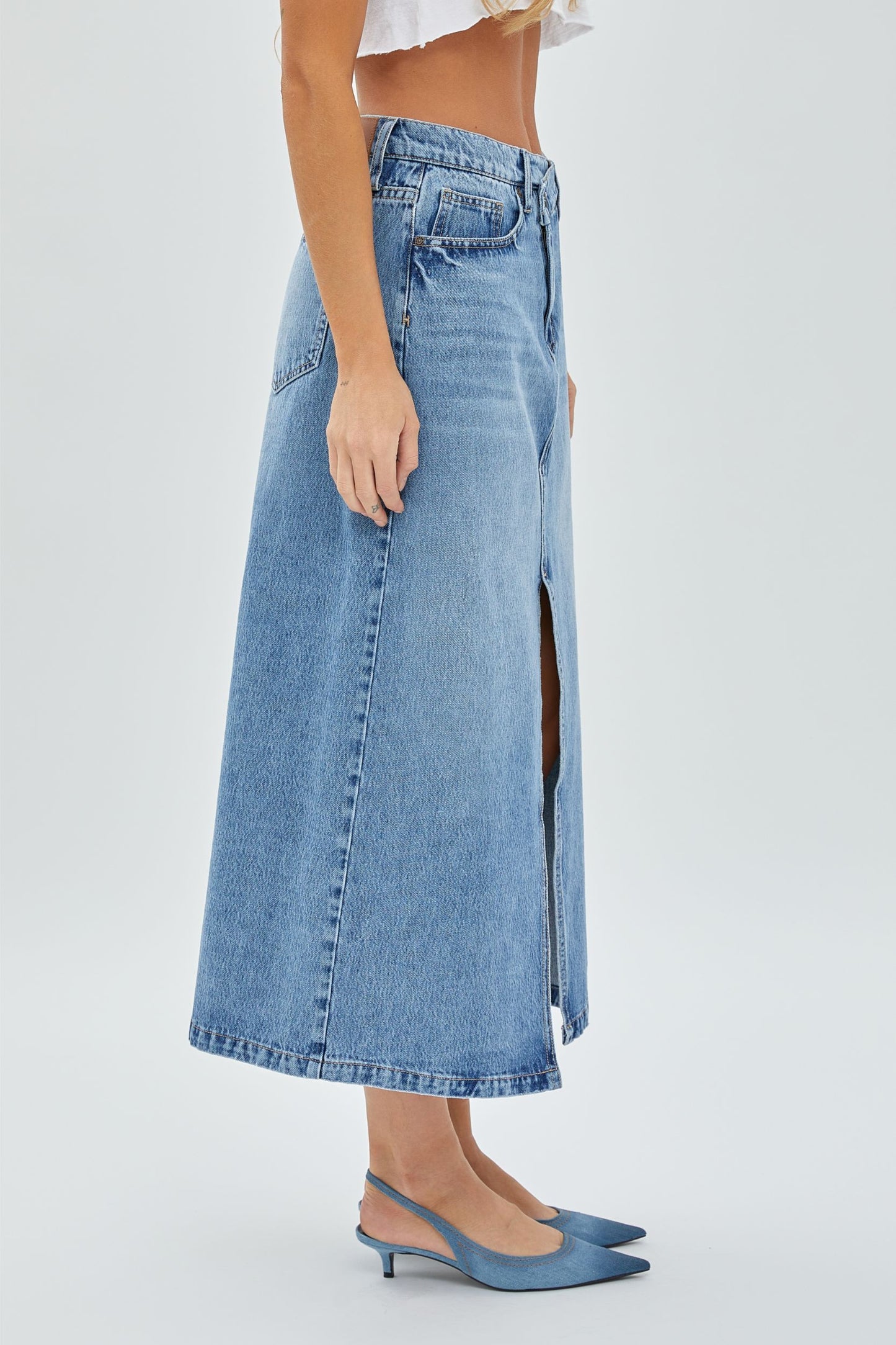 Peyton Denim Maxi Skirt by Hidden