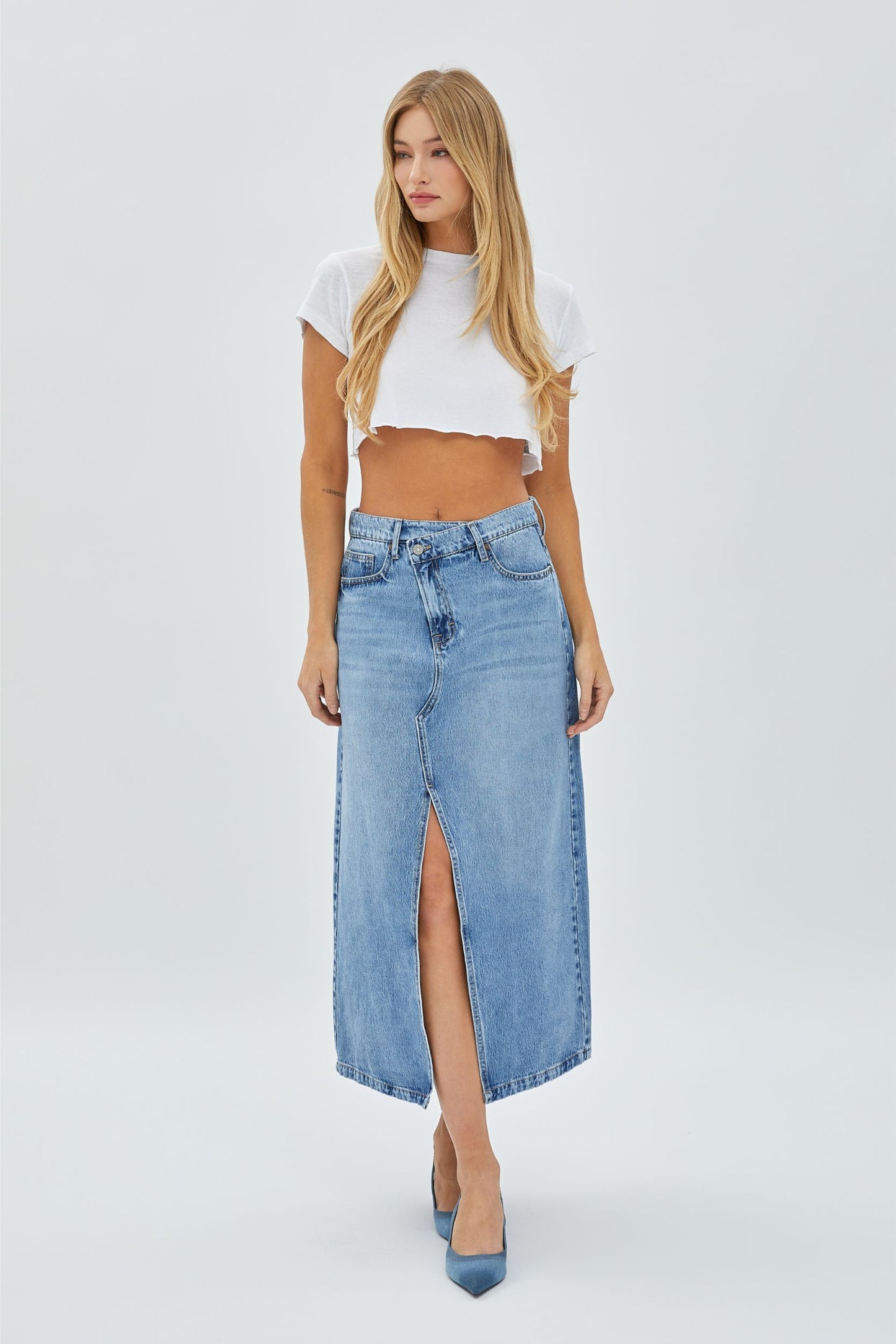 Peyton Denim Maxi Skirt by Hidden