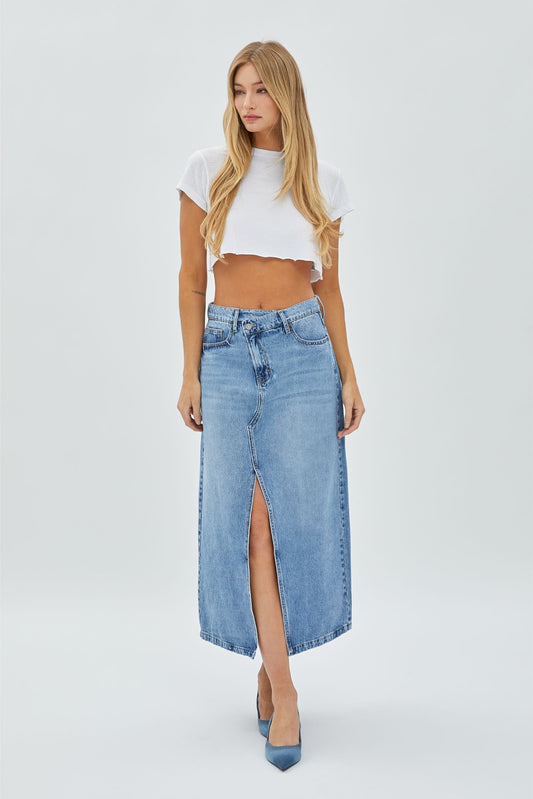 Peyton Denim Maxi Skirt by Hidden