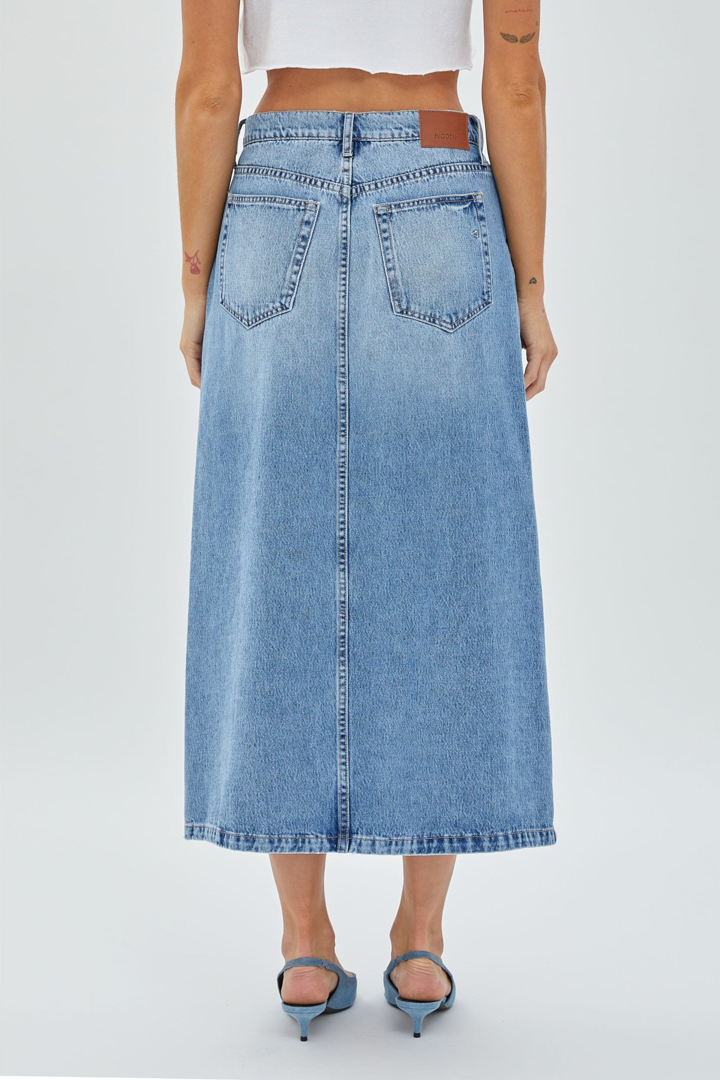 Peyton Denim Maxi Skirt by Hidden