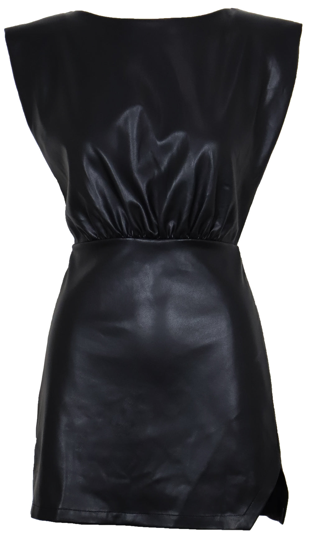 PAT FAUX LEATHER MINI DRESS