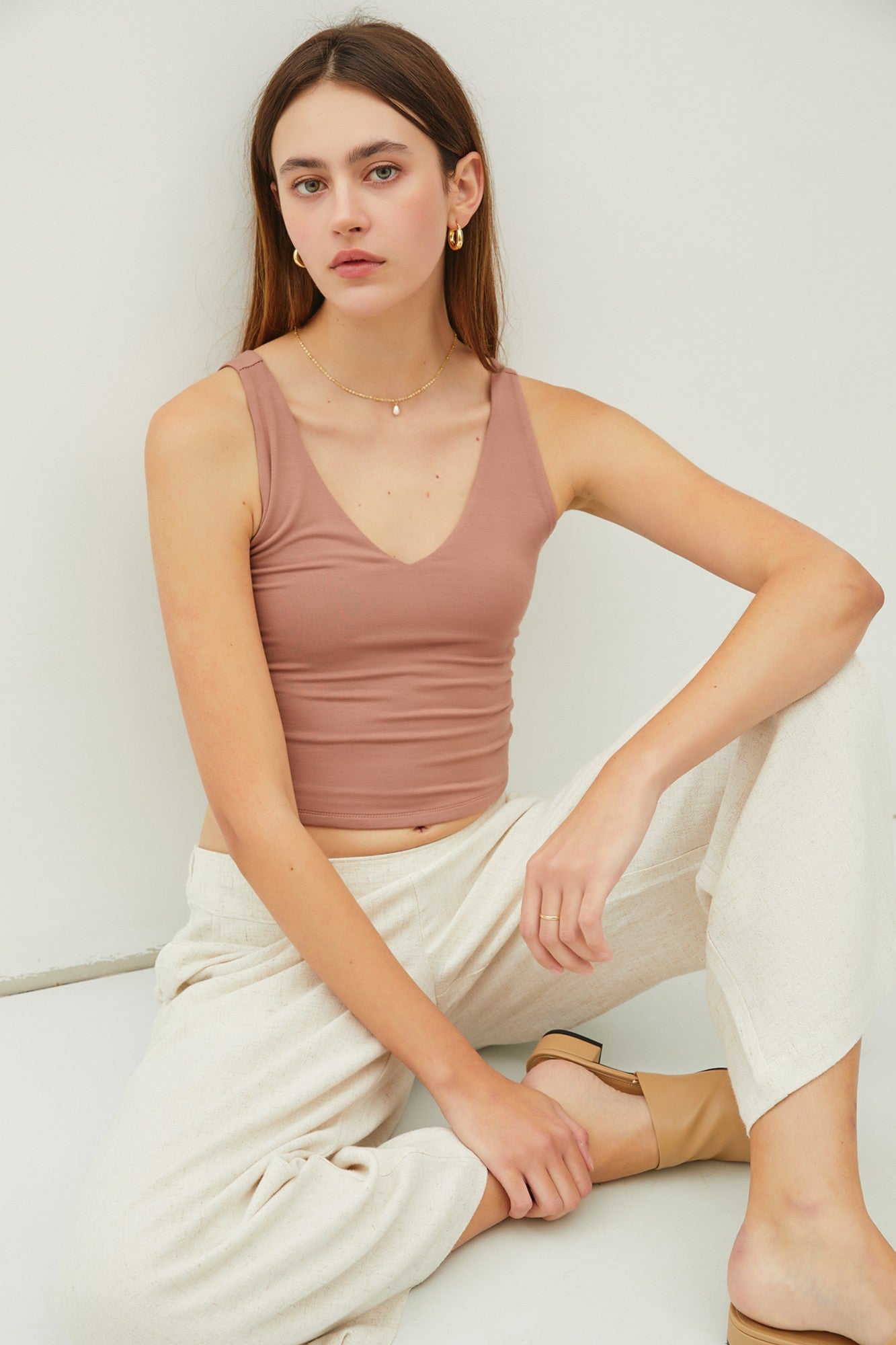 Crop V Neck Tank