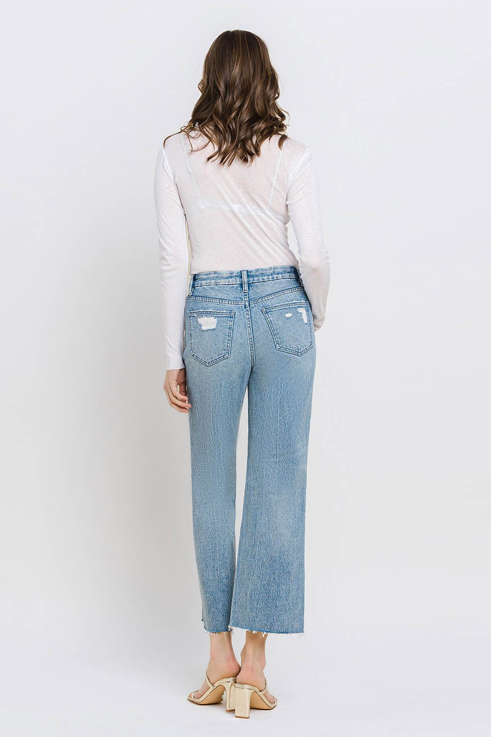 Mid Rise Crop Wide Leg Jeans by Vervet