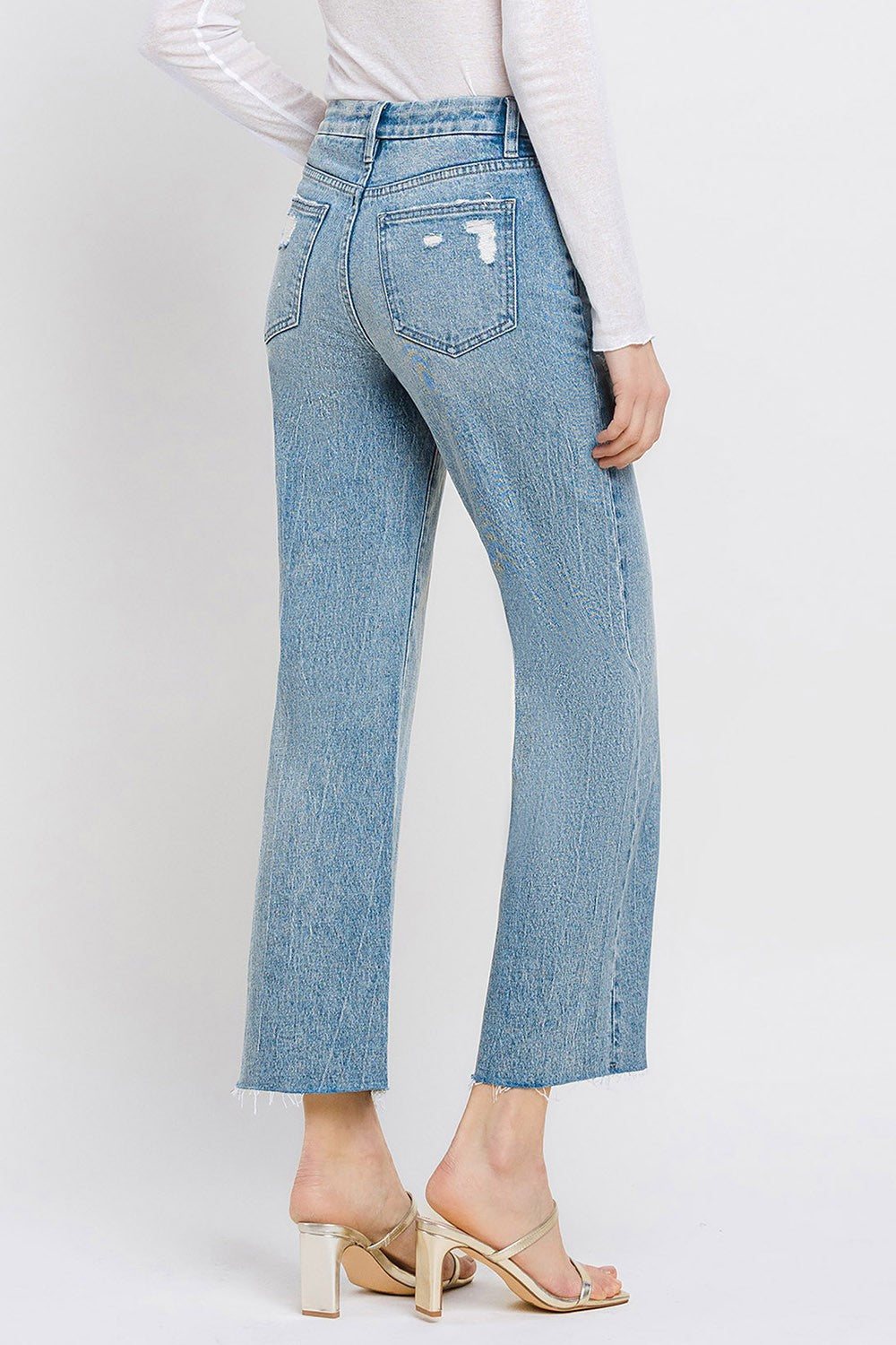 Mid Rise Crop Wide Leg Jeans by Vervet