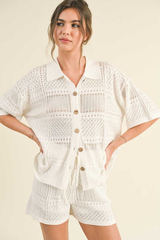 Lagoon Knit Woven Top