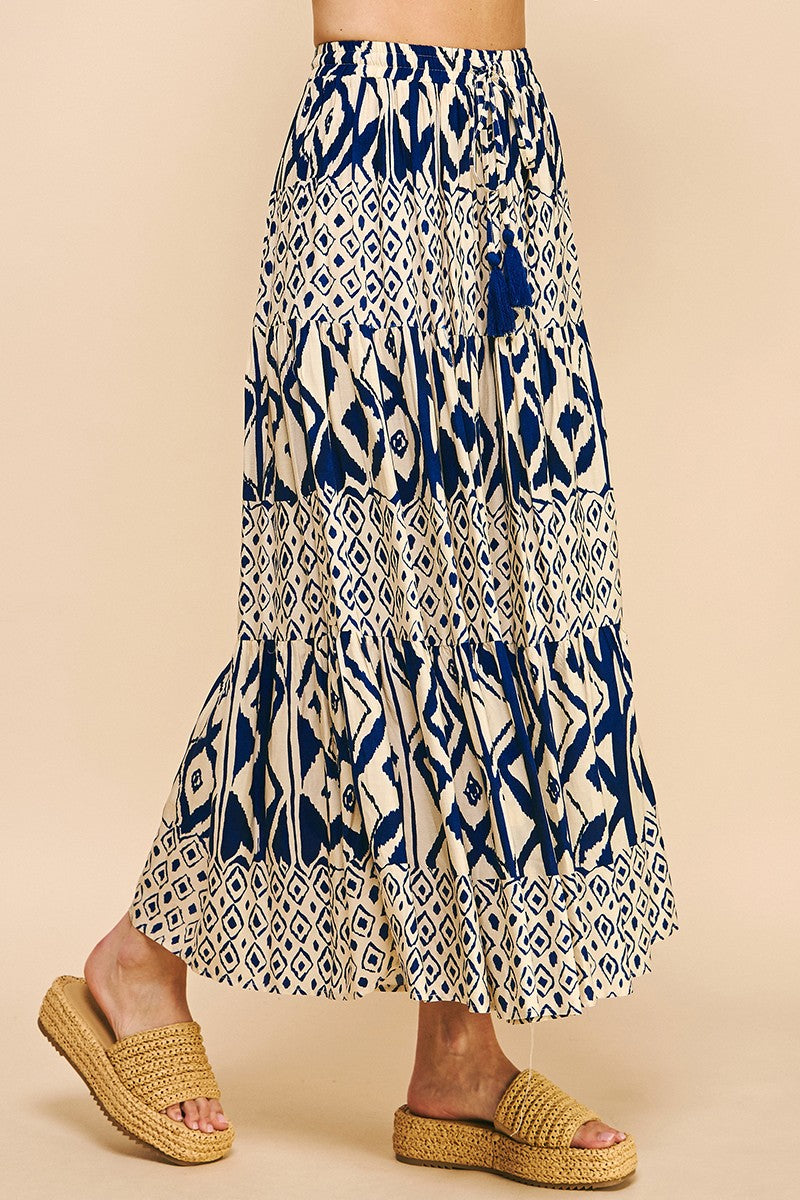 FionaGeo Print Tiered Maxi Skirt