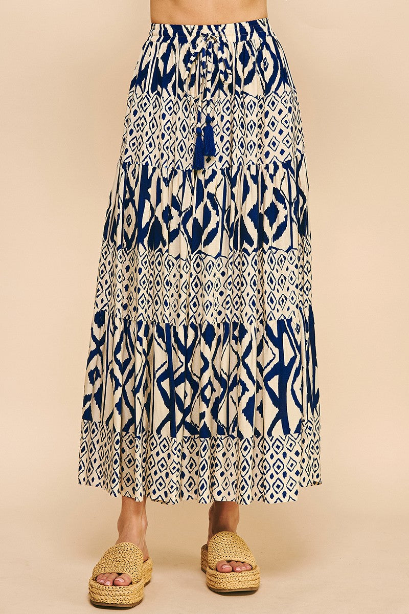 FionaGeo Print Tiered Maxi Skirt