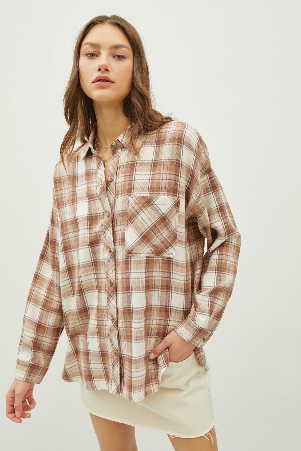 Juliette Oversize Flannel Long Sleeve Top