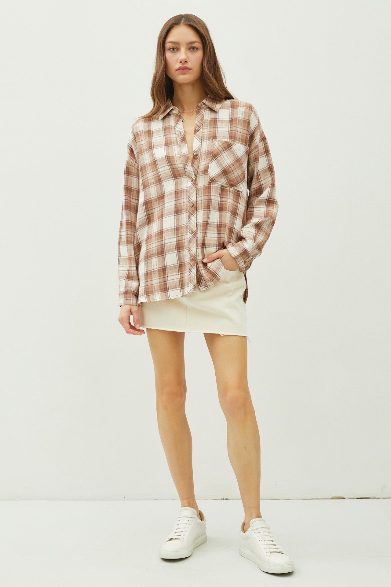 Juliette Oversize Flannel Long Sleeve Top