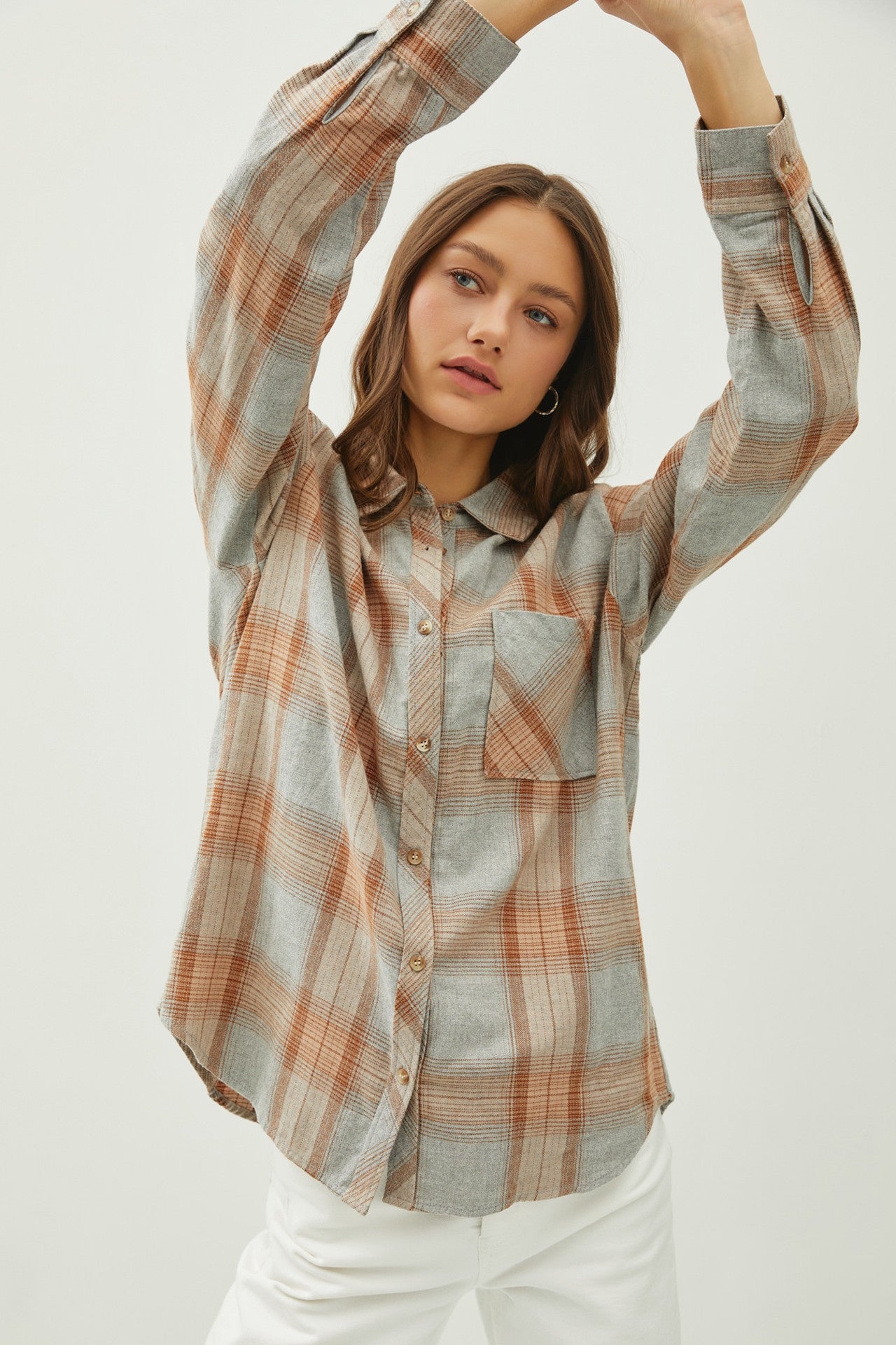 Juliette Oversize Flannel Long Sleeve Top