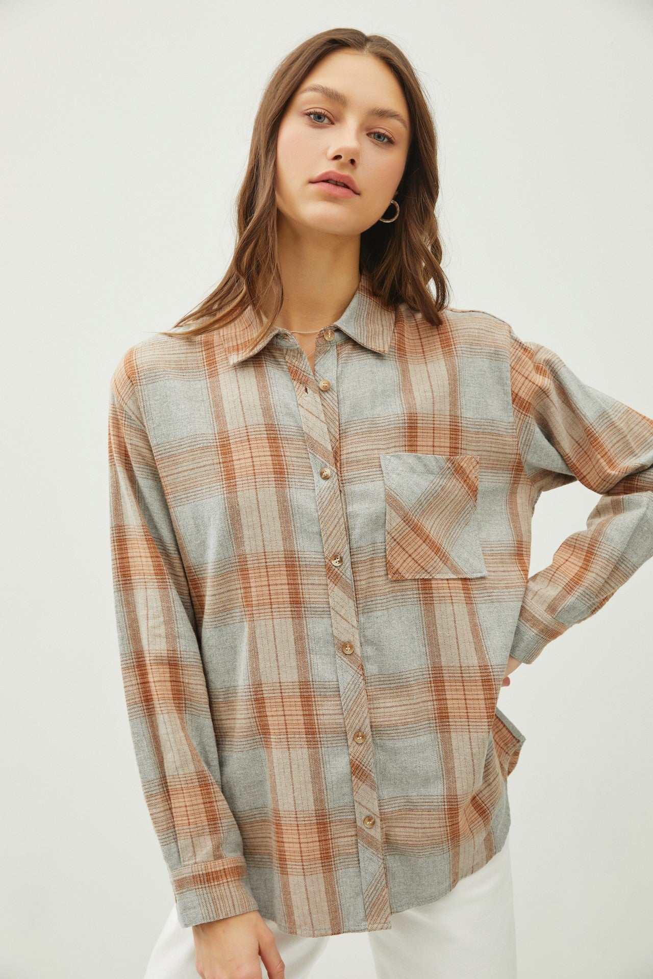 Juliette Oversize Flannel Long Sleeve Top