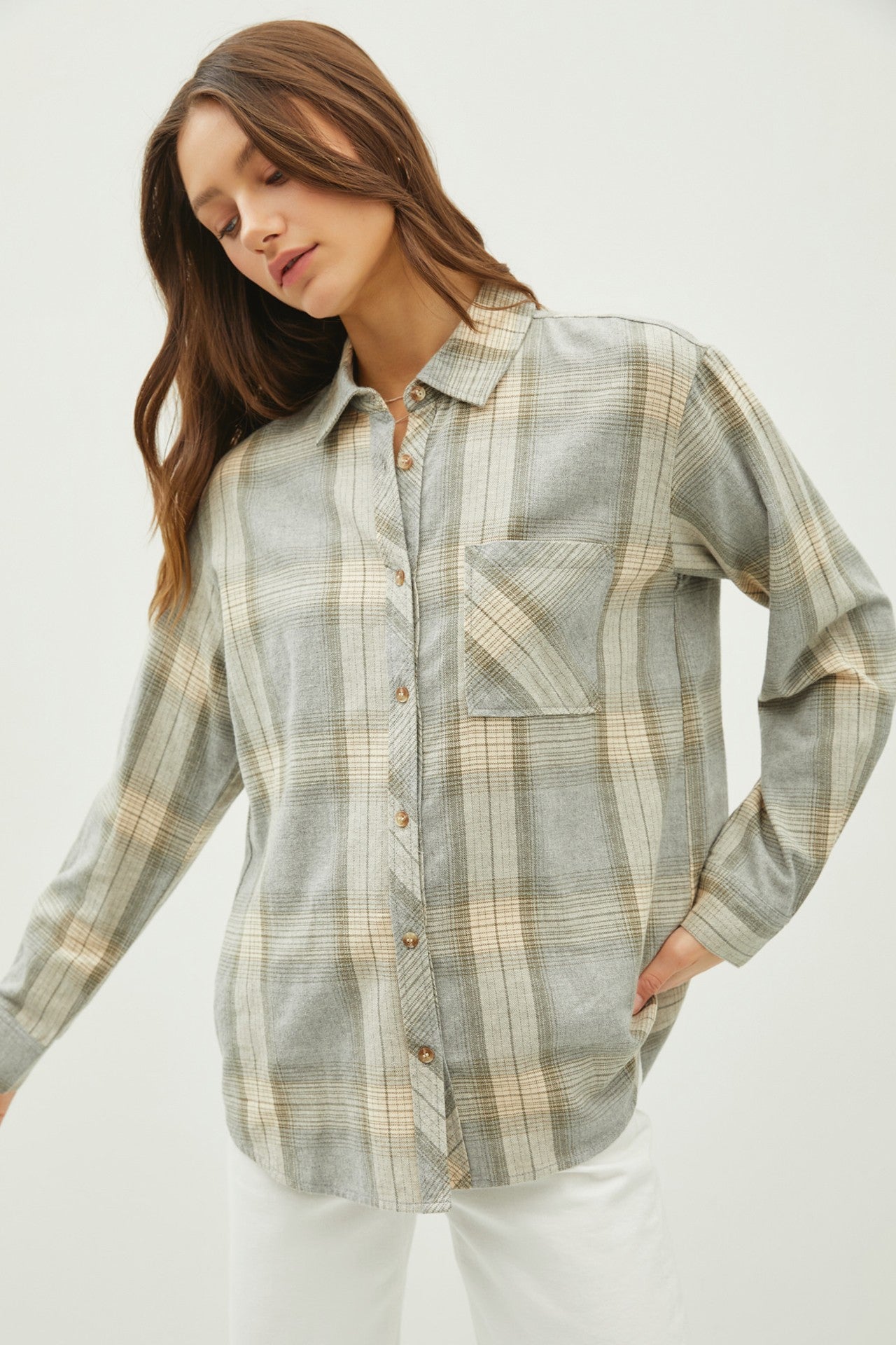 Juliette Oversize Flannel Long Sleeve Top