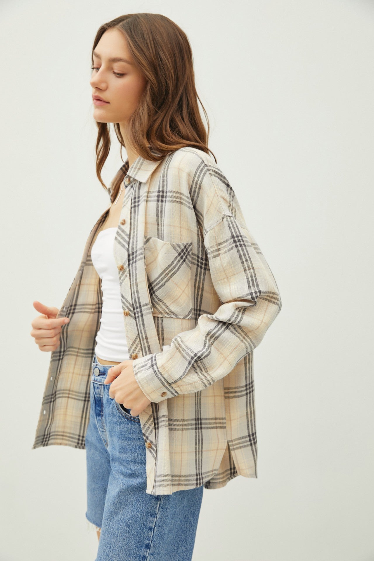 Juliette Oversize Flannel Long Sleeve Top