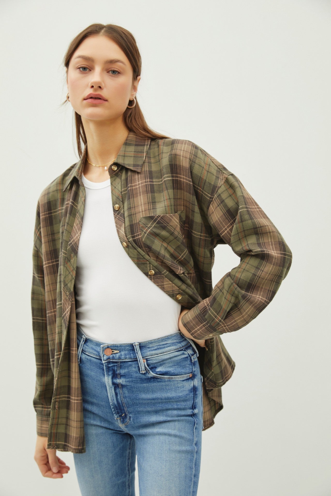 Juliette Oversize Flannel Long Sleeve Top