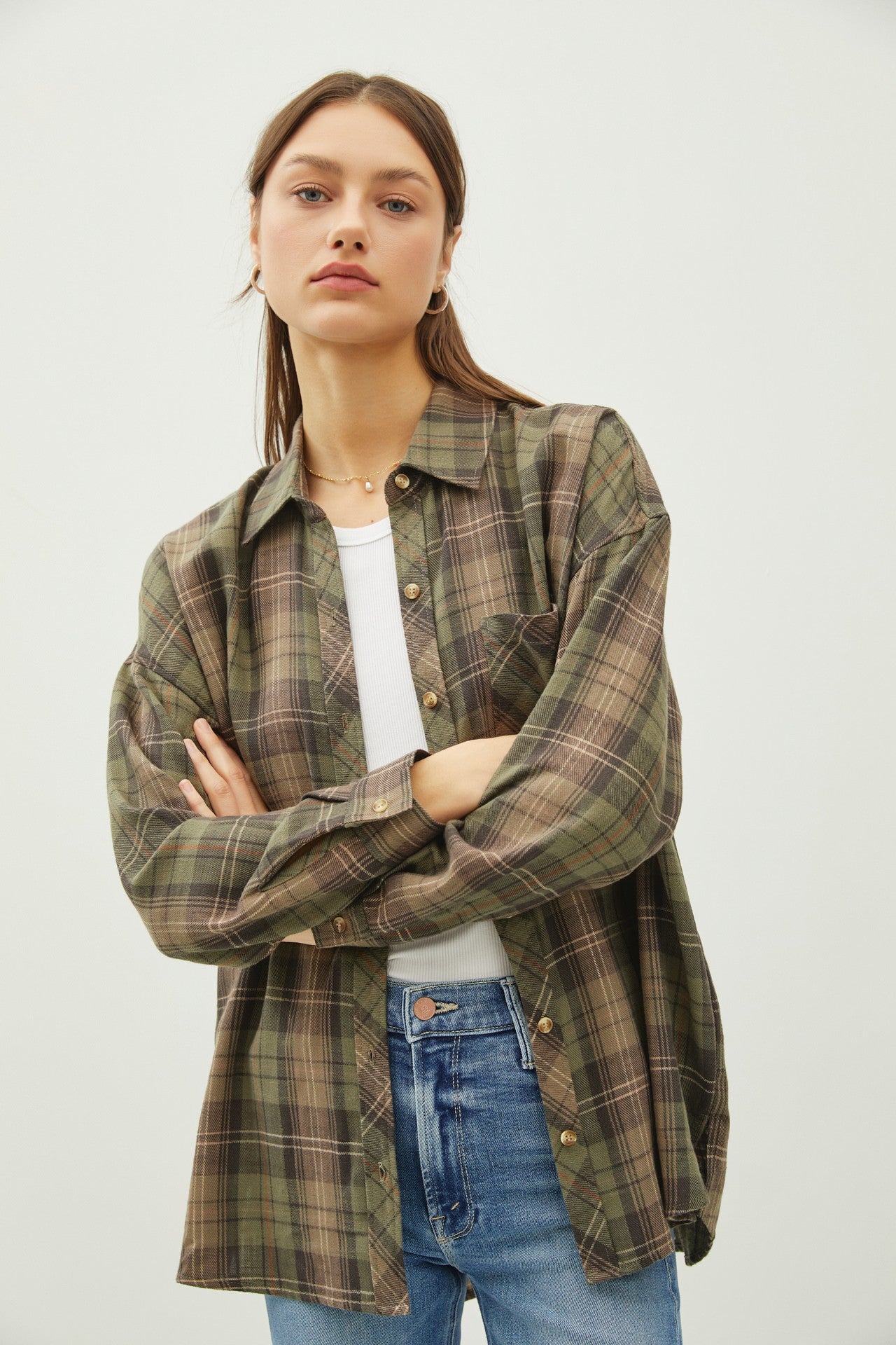 Juliette Oversize Flannel Long Sleeve Top