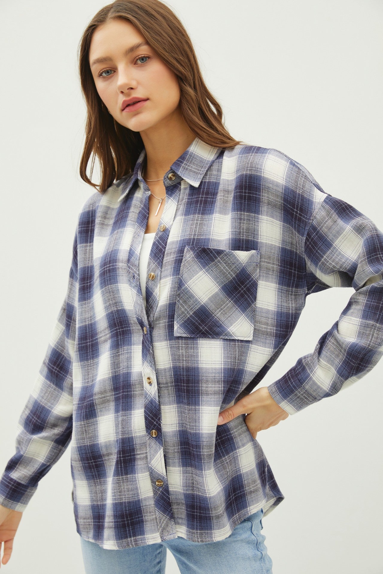 Juliette Oversize Flannel Long Sleeve Top