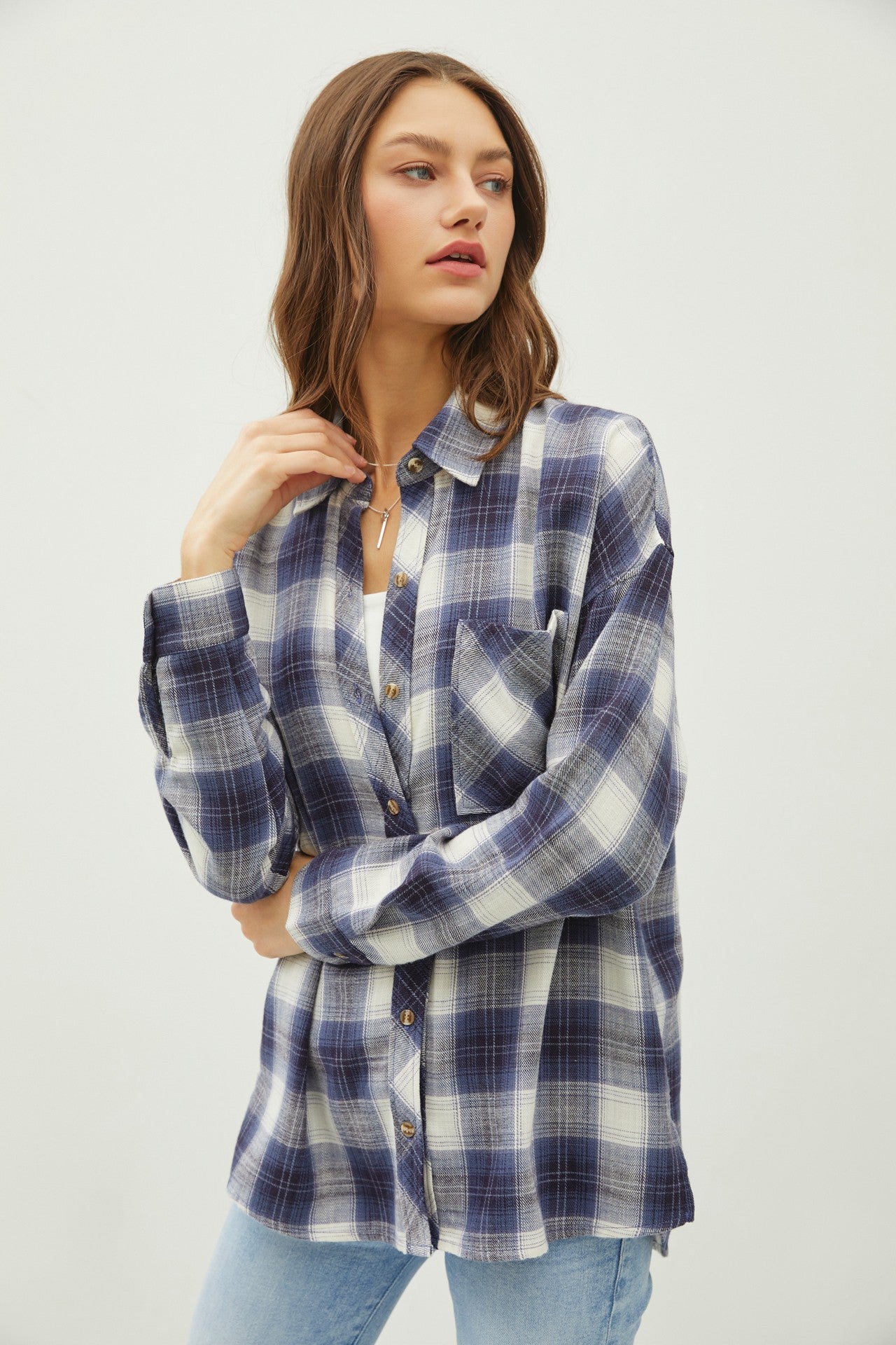 Juliette Oversize Flannel Long Sleeve Top