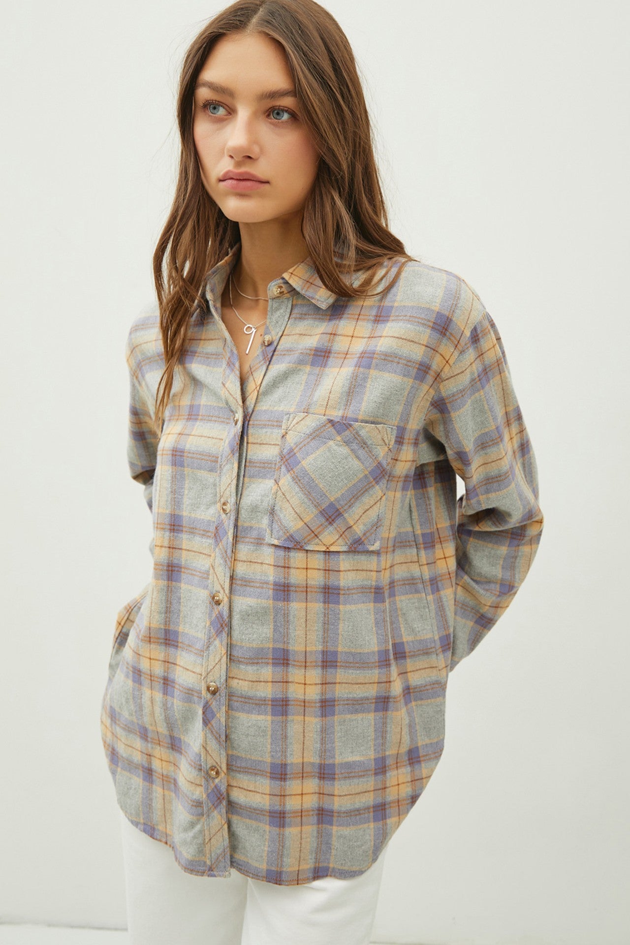 Juliette Oversize Flannel Long Sleeve Top