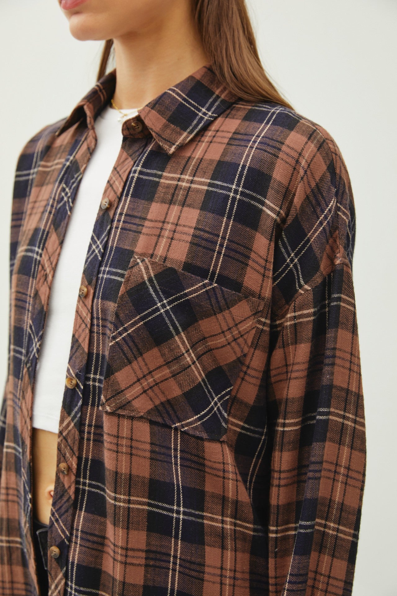 Juliette Oversize Flannel Long Sleeve Top