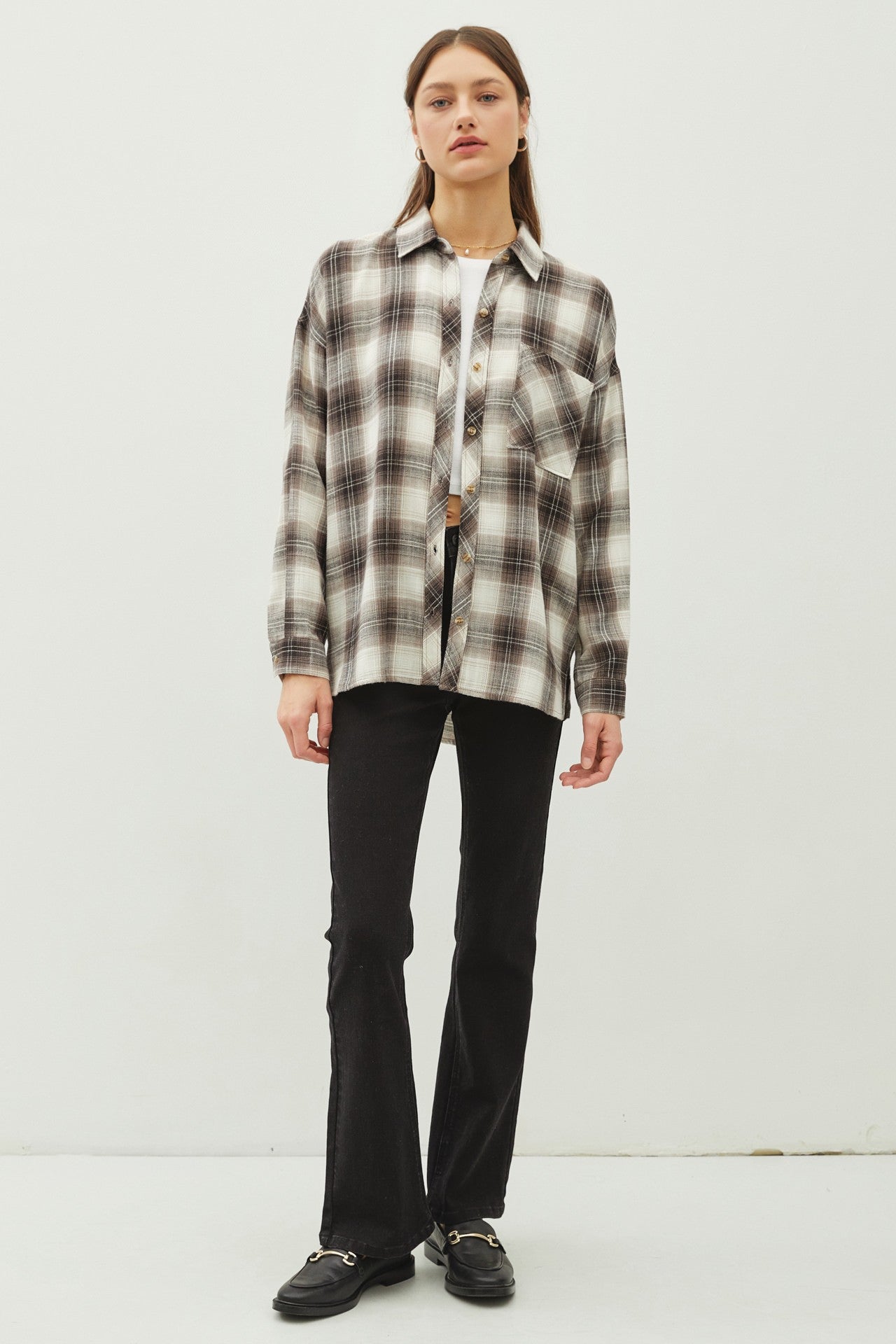 Juliette Oversize Flannel Long Sleeve Top