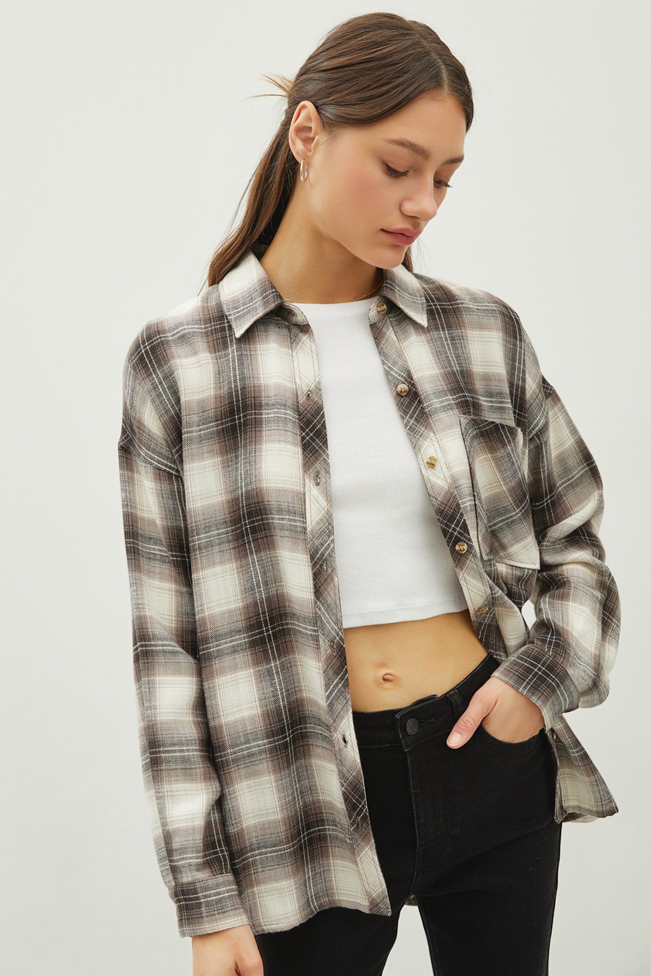 Juliette Oversize Flannel Long Sleeve Top