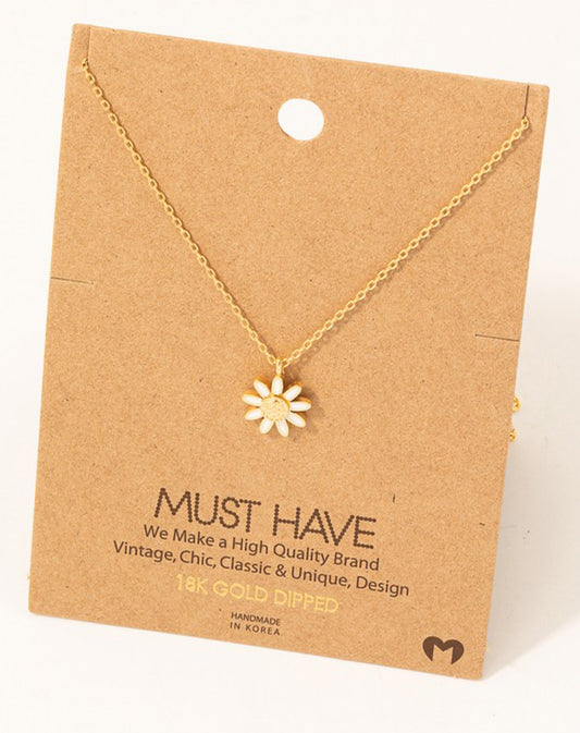 Dainty Daisy Flower Pendant Necklace