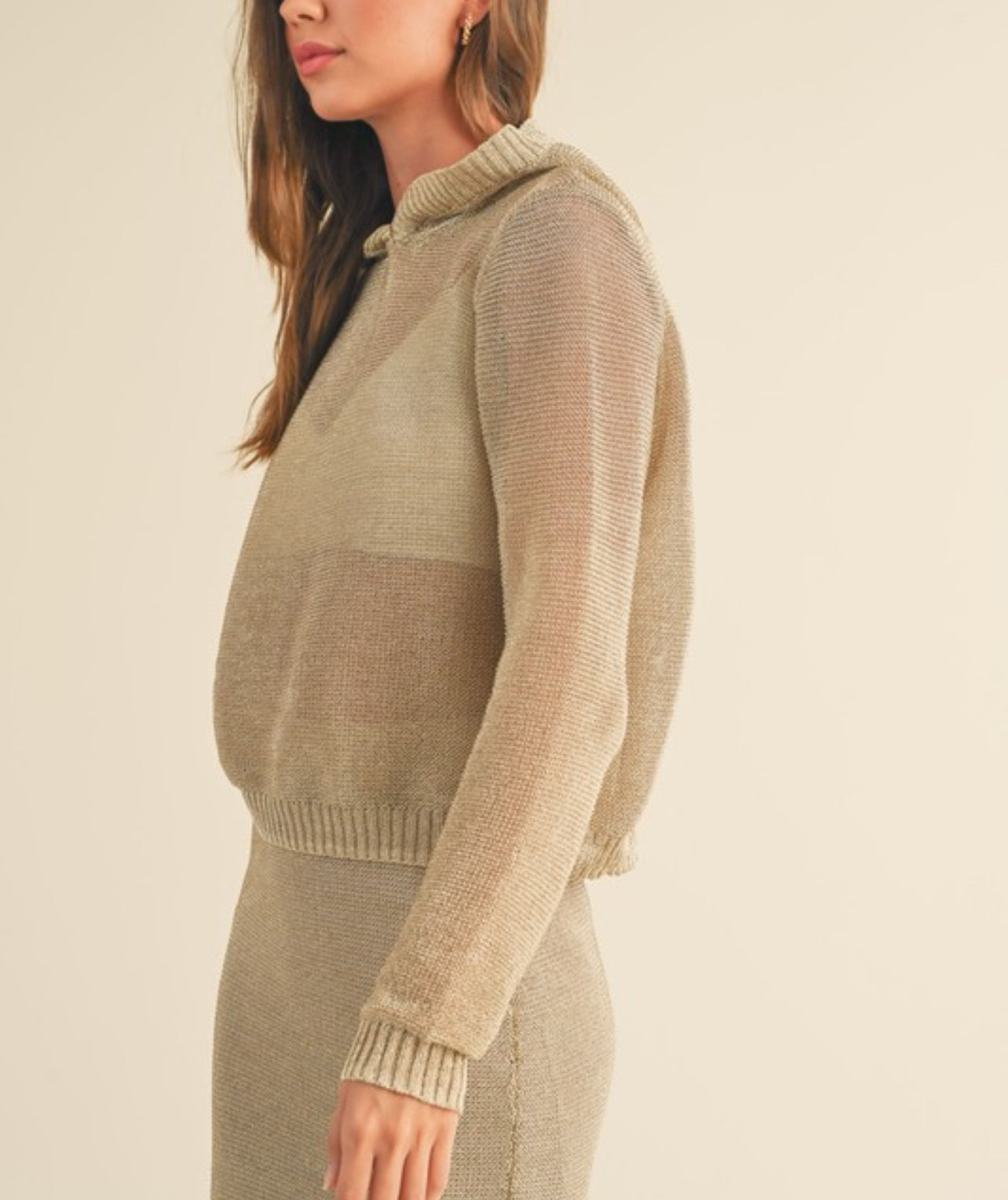 Stella Metallic Knitted Hoodie Top