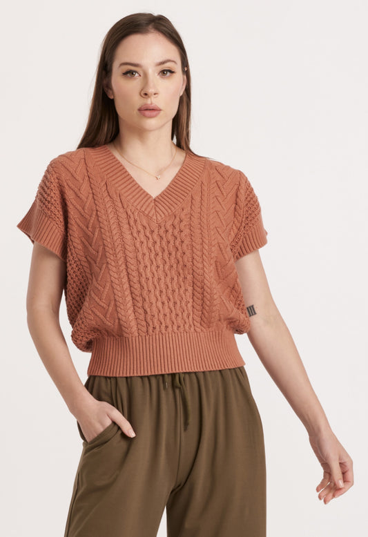 SCOUT CABLE KNIT SWEATER VEST PUMPKIN