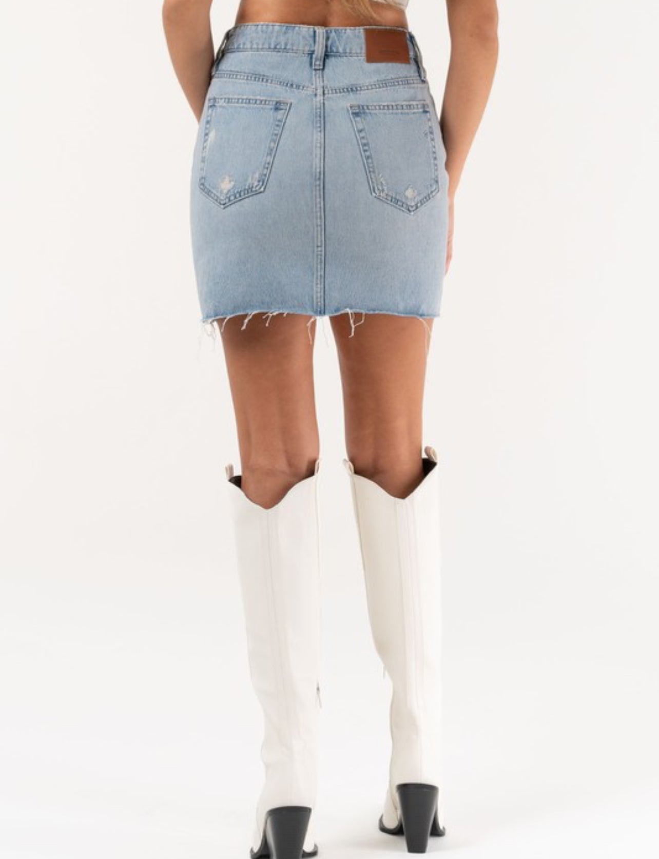 Medium Light Grinded Mini Skirt By Hidden Denim