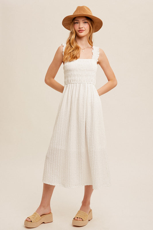 Ruffle Trim Midi Dress