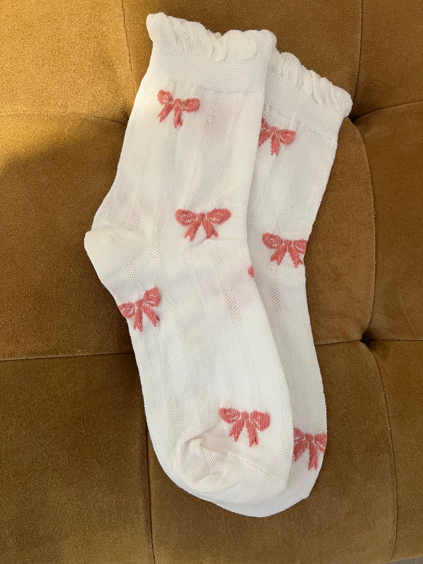 Ribbon Bow Pattern Crew Socks