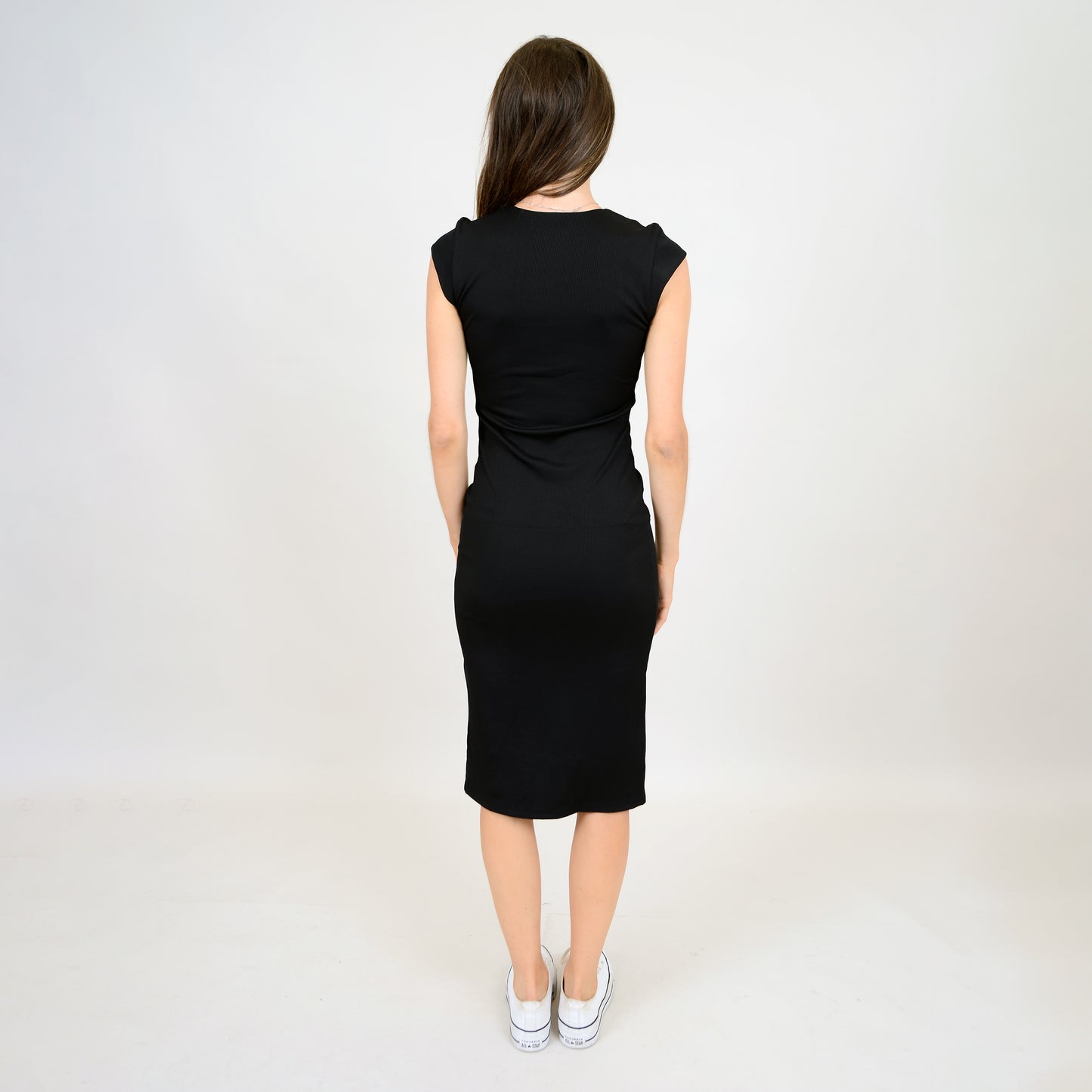 Tiara Ribbed Black Dress