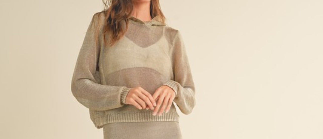 Stella Metallic Knitted Hoodie Top