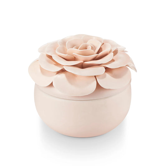 Coconut Milk Mango Ceramic Flower Candle