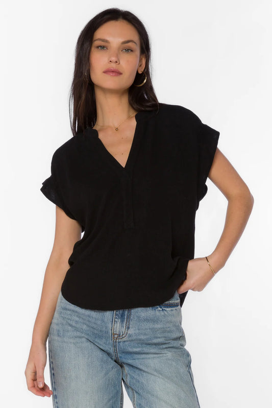 Avery Black Linen Top