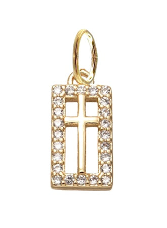 RECTANGLE CZ CROSS Charm