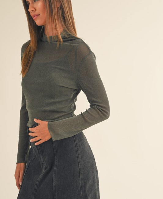 Jemma Mesh With Sparkle Long Sleeve Top