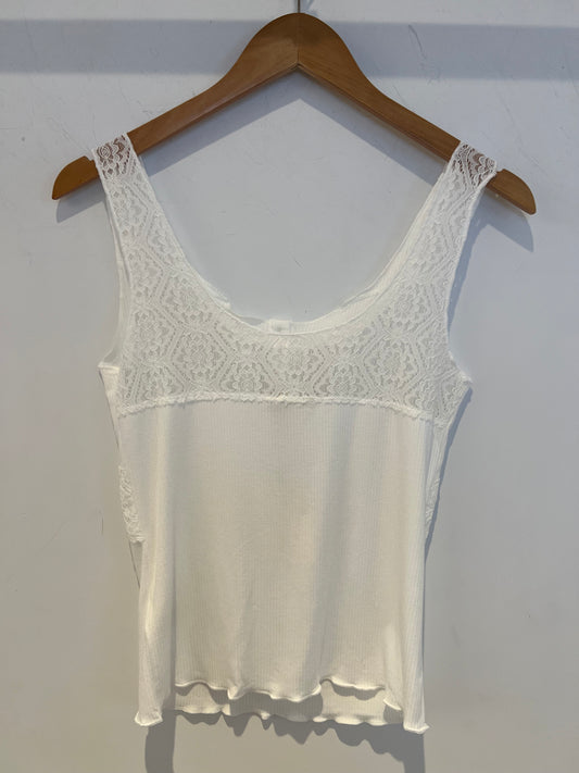 Lace Contrast Rib Tank