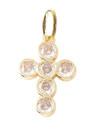 ROUND STONE CROSS Charm