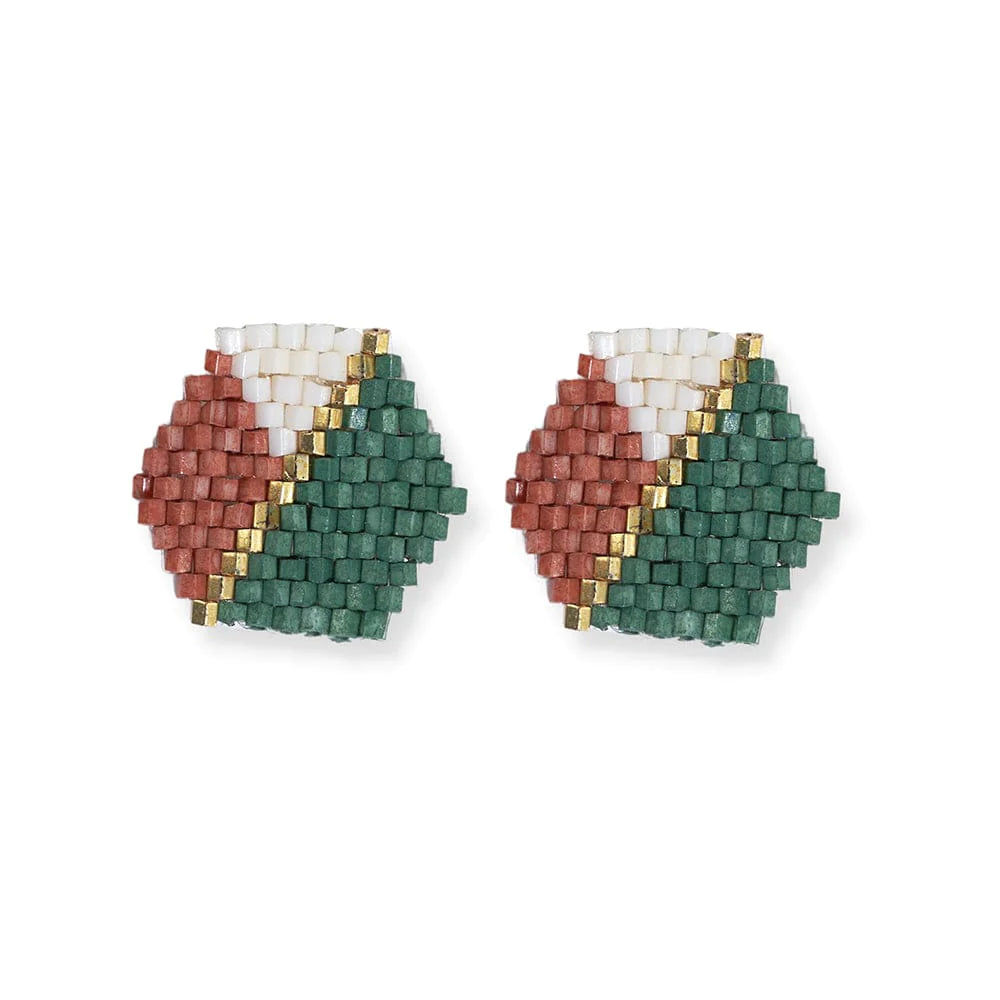 Casey Hexagon Post Beaded Earrings